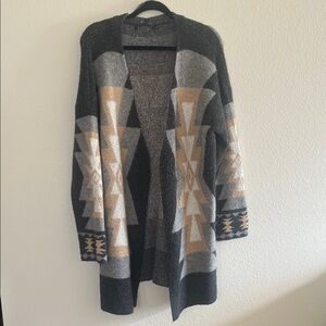 Geometric Patterned Open Front Cardigan